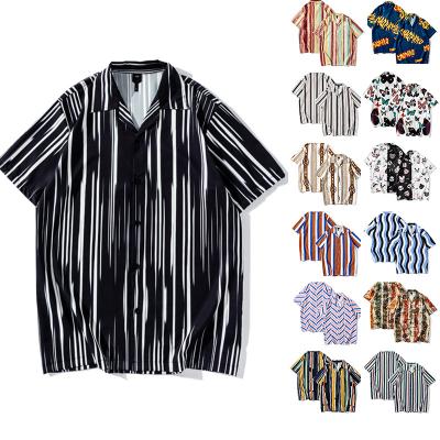 China Anti-pilling Dropshipping Products 2022 Summer Printed Cloth Elbow Work Sleeve Shirt Men's Striped T-shirt for sale