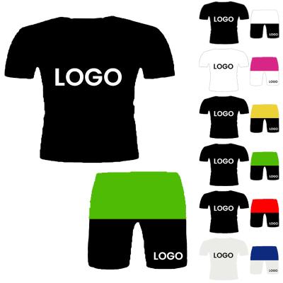 China QUICK DRY men gym clothing custom patchwork short sleeve 2022 summer jogger sets pants men's shirts and shorts set for sale