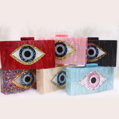 China High Quality Dinner Evening Bag For Woman Rhinestone Handbags Ladies Grab Bag Acrylic Evil Eye Purse for sale