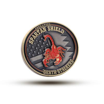 China Custom Factory Price Europe Scorpion Soft Enamel Die Casting Collectible Challenge Coin for sale