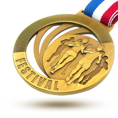 China Custom Europe Metal Running Marathon Medal Sport Champion Gold Medal Trophy for sale