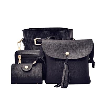 China Fashion Korean Style Leather Handbag Sets With Tassel Fashion Women Bag Set Handbag for sale