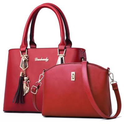 China Fashion Manufactures Wholesale Ladies PU Leather Handbag Fashion Tote Women's Handbag Set for sale