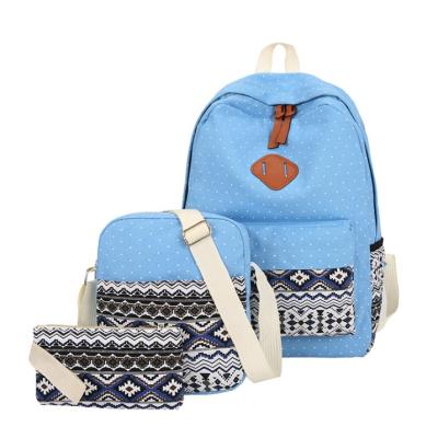 China Printing Factory Wholesale Girls Printing Canvas Backpack Large Capacity Student School Backpack Set for sale