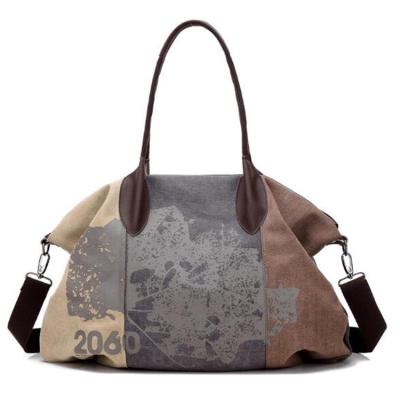 China Casual Bag Printed Style Spliced ​​Retro Lady Canvas Long Strap Shoulder Bag Women Handbag Shoulder Bags for sale