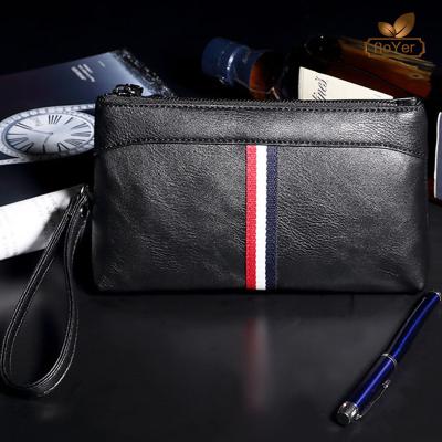 China PU Leather Long Zipper Wallet Purse Men's Business Popular Clutch Bag for sale