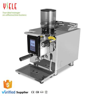 China Hot Selling Commercial Electric Two Boiler Coffee Shop 9Bar Espresso Coffee Machine With Manual Lever Burr Grinder for sale