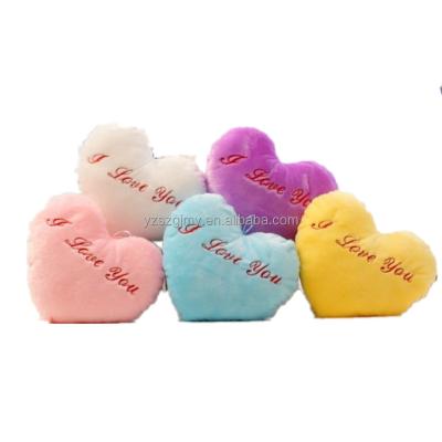 China Soft Glowing Plush Love Heart Shape Luminous Plush Pillow Rest I Love You Toy For Girl's Valentine's Day Gift for sale