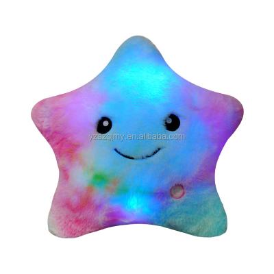 China Wholesale Cheap Stuffed Plush Promo Christmas Plush Cushion Toy Glow Lighting Led Star Pillow for sale