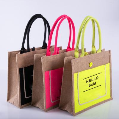 China Reusable Custom Jute Tote Bag Recycled Custom Jute Shopping Bags Wholesale for sale