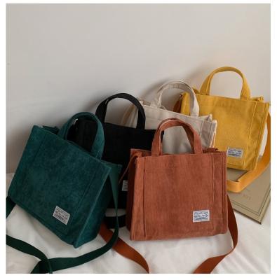 China Easy To Carry Corduroy Canvas Shoulder Bag Eco Messenger Bags Casual Cotton Custom Canvas Tote Crossbody Bag for sale