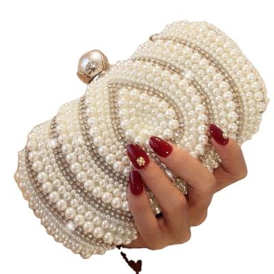 China PEB28 Women's Handmade Rhinestone Handbags Clutch Bridal Purse with Beads Pearls Bead Evening Clutch Bag for sale