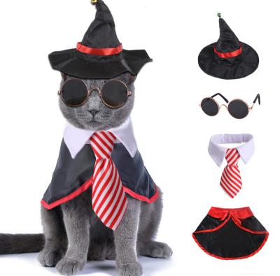 China Viable Halloween Pet Costume Fashion Dog Bow Tie Coat Dog Costume Set and Sunglasses Pet for sale