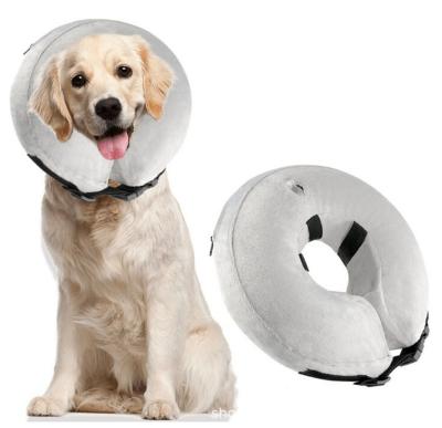 China Innovative Stocked Dogs Hollow Protective Soft PVC Recovery Pets Cat E-Collar Elizabethan Inflatable Dog Collar for Dogs and Cats for sale