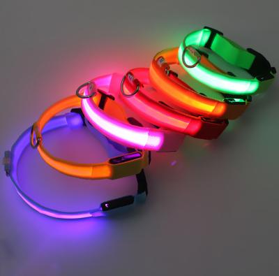 China Wholesales Stocked Nylon Dog Collar LED Dog Collars Luminous Fluorescent Pet Supplies for sale