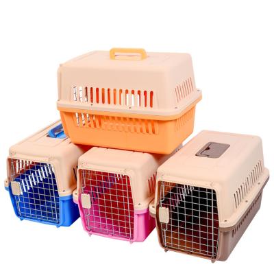 China Breathable Air Lines Approved Plastic Pet Cage With Large Door Dog Cage Pet Carrier Travel Pet Air Box For Dog&Cat for sale