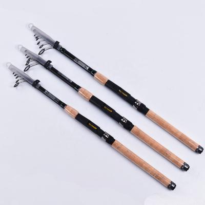 China Eco-friendly Telescopic Trout Rod2.1m/2.4m/2.7m Portable Wood Handle Solid Carbon Rod Spinning/Casting Fishing Rod for sale