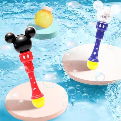 China Plastic Soft Bubbles Newest Look Cute With Colorful Dynamic Music Mickey Mouse Electric Toy Bubble Wand Lights for sale