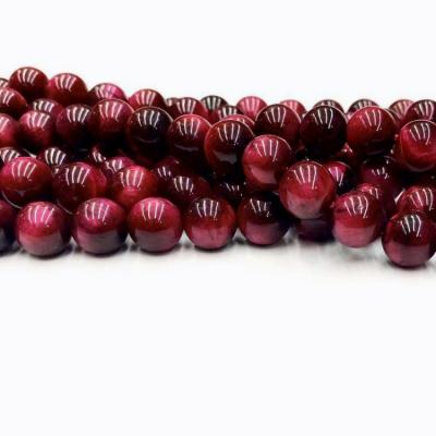 China Bracelet Natural Stone Beads Rose Red Tiger Eye Round Loose Beads for sale