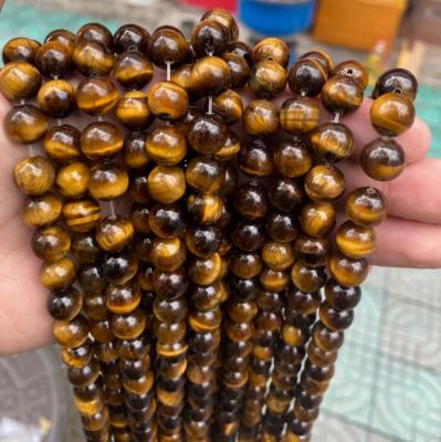 China Tiger Eye Bracelet High RATE Natural Stone Gemstone Smooth Loose Round Beads Strands Yellow Brown Tiger Eye for sale