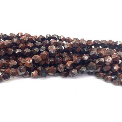 China Beads Strand 8 Mm Red Tiger Eye Natural Semi-Precious Stones Dyed Faceted Polygonal Cut Beads For Jewelry Making for sale