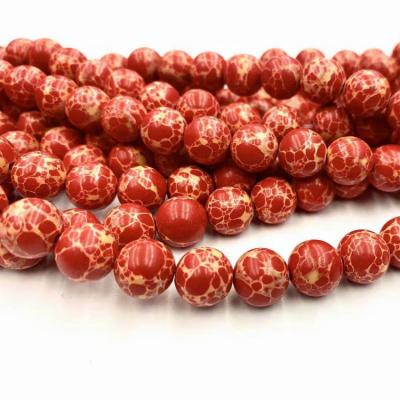 China Imperial Jasper Natural Stone Assorted Turquoise Red Loose Round Sea Drop Imperial Jasper Beads For Jewelry Making for sale