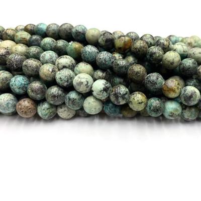 China L Wholesale Loose Polished African Turquoise Round Stone Bead For Gemstone Bracelet Making for sale