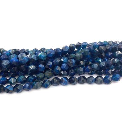 China Wholesale Tiger Eye Natural Semi Precious Stones Bracelet Beads 8 Millimeter Sapphire Dyed Faceted Polygonal Cut For Jewelry Making for sale