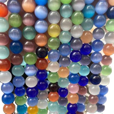 China Wholesale New Products Opal Cat Eyes Bracelet Colored Glass Beads 6/8/10mm For DIY Jewelry Making for sale