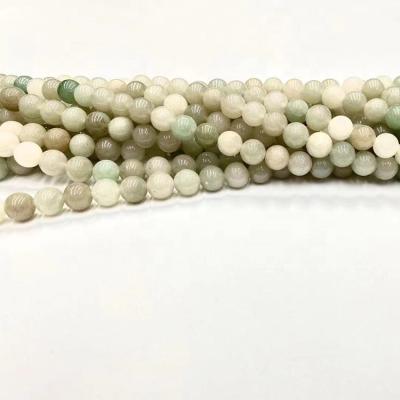 China Wholesale Natural Emerald Jadeite Loose Round 6/8/10mm green beads for bracelet strand jade she taicui for sale