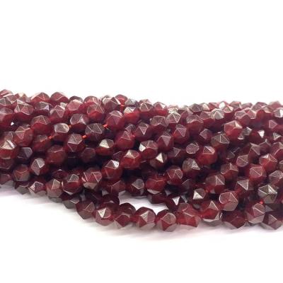 China High Quality Dark Red Gemstone Tianhe Stone 8mm Faceted Natural Stone Beads For Jewelry Making for sale