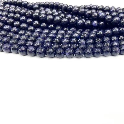 China Wholesale High Quality Natural Blue Stone 6/8/10/12mm Sand Stone Beads Bracelet Round Stone Bead For DIY Jewelry Making for sale