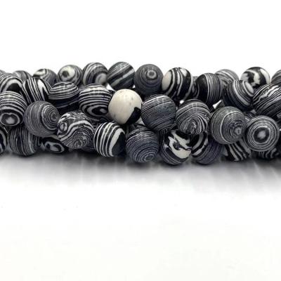 China Hot Sale High Quality 6/8/10mm Natural Stone Beads Bracelet Malachite Round Black Bead For DIY Bracelet For Jewelry Making for sale