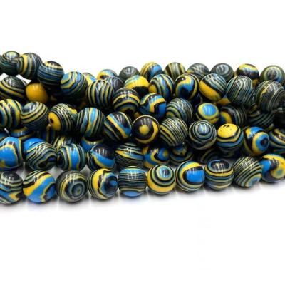 China Hot Selling High Quality 6/8/10mm Natural Stone Beads Bracelet Malachite Yellow Blue Round Bead For DIY Bracelet For Jewelry Making for sale