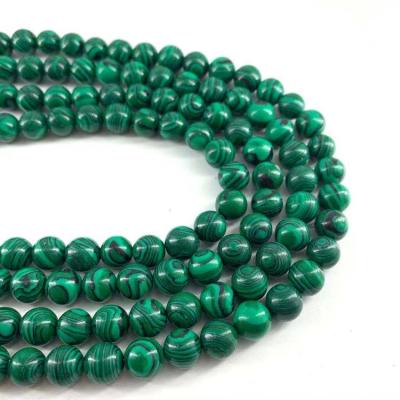 China Hot Sale High Quality 6/8/10mm Natural Stone Beads Bracelet Green Malachite Round Bead For DIY Bracelet For Jewelry Making for sale