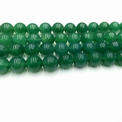 China Bracelet Natural Green Agate Stone Beads Natural Loose Round 6/8/10mm Green Smooth Beads For DIY Bracelet for sale