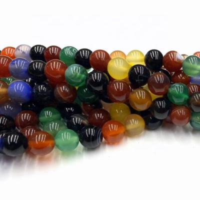 China Bracelet natural colorful agate stone the old bead old colorful loose round 6/8/10mm natural smooth beads for diy bracelet for sale