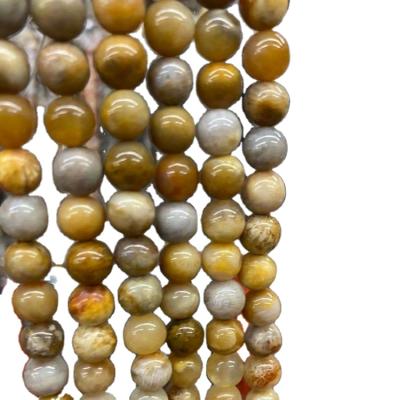 China Bracelet Natural Crazy Stone Agate Beads Loose Round 6/8/10mm Natural Smooth Beads Lace Crazy Agate For Jewelry Making for sale