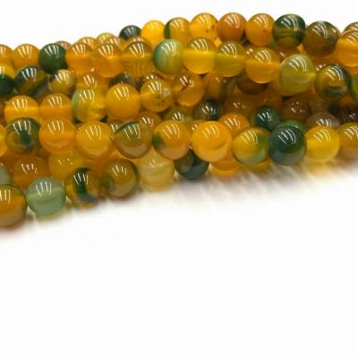 China Wholesale Natural Yellow Green Bracelet Agate Stone Beads Loose Round 6/8/10mm Natural Smooth Beads For Jewelry Making for sale