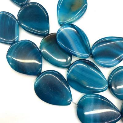 China Charm Matched Natural Lake Agate Stone Pendants Wholesale Blue Drop Pendant Water Bead Bracelet For Jewelry Making for sale