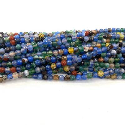 China DIY Jewelry Making Small Beads High Quality Faceted Cutting 4mm Blue Colored Natural Stone Loose Beads Fire Agate For Jewelry Making for sale