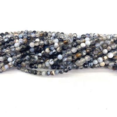 China DIY Jewelry Making Small Beads High Quality Faceted Cutting 4mm Black and White Dragon Fire Agate Natural Stone Loose Beads for Jewelry Making for sale