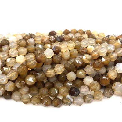 China DIY Jewelry Making Small Beads High Quality Faceted Cut 8mm Coffee Natural Stone Agate Loose Beads For Jewelry Making for sale