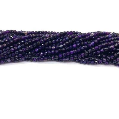 China DIY Jewelry Making Small Beads High Quality Faceted Cutting 4mm Purple Natural Stone Loose Beads Agate For Jewelry Making for sale