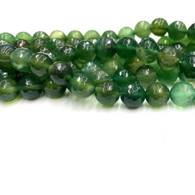 China DIY Jewelry Making Small Beads High Quality Faceted Cutting 4mm Green Natural Stone Loose Beads Agate For Jewelry Making for sale