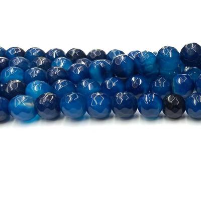 China DIY Jewelry Making High Selling Small Faceted Beads Cutting 6/8/10mm Blue Natural Stone Loose Beads Agate For Jewelry Making for sale