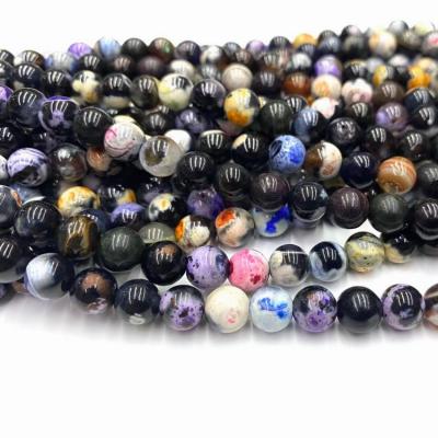 China Wholesale High Quality Natural Gemstone 6/8/10mm Colorful Fire Agate Bracelet Fire Agate Loose Beads For Jewelry Making for sale