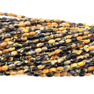 China Wholesale 4*6mm Orange Fired Agate Bracelet Bead Semi Natural Stone Gemstone Beads Round Loose Beads For Jewelry Making for sale