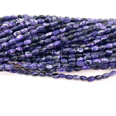 China Wholesale 4*6mm Purple Fired Agate Bracelet Bead Semi Natural Stone Gemstone Beads Round Loose Beads For Jewelry Making for sale