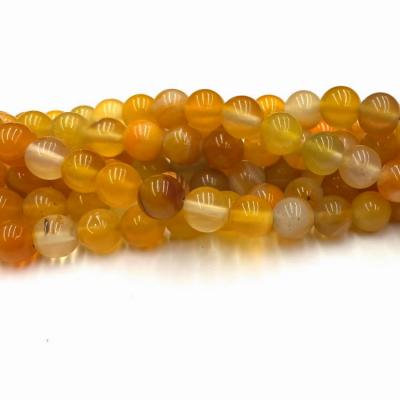 China Wholesale Semi-precious Yellow Stripe Crystal Agate Beads Natural Stone loose bead bracelet 6/8/10mm for jewelry making for sale